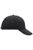 A black 6-panel cap with a curved peak and adjustable strap at the back. It features a logo on the side.
