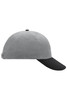 A grey and black six-panel cap featuring a solid design and an adjustable strap at the back.