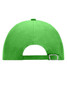 A bright green 6-panel cap featuring a curved brim and adjustable strap at the back. Includes a logo.