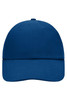 A blue 6-panel cap with a curved brim and an eyelet detail. It features a branding logo.