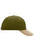 A green and beige 6 Panel Raver Cap with a curved brim and an adjustable strap at the back. Features a logo.