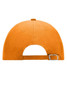 An orange 6 Panel Raver Cap with a flat brim and an adjustable strap at the back. It features a logo.