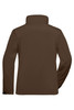 A ladies softshell jacket in brown, featuring a high collar and long sleeves, with a logo on the back.
