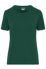 A green short-sleeved t-shirt made from stretchy fabric. The shirt has a round neckline and a label inside.