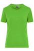 A bright green women's t-shirt with short sleeves and a crew neck, featuring a logo.