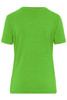 A green ladies' t-shirt with short sleeves, featuring a smooth fabric and a simple design. It has a logo on the back.