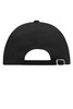 A black 6-panel cap featuring a rear clasp and ventilation holes, designed as a raver sandwich cap.
