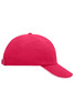 A pink 6-panel cap with a curved brim and an adjustable strap at the back, featuring a logo.