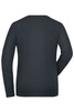 A dark grey long-sleeve T-shirt with a plain back and fitted design. It features a branding logo.