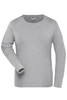A grey long-sleeve women's T-shirt with a round neckline and a logo on the inside tag.