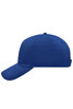 A blue 5 panel cap with a curved brim and a logo featured on the front.
