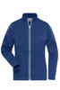 A blue ladies’ doubleface jacket with a zip front, high collar, and front pockets, featuring a logo.