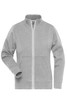 A grey ladies doubleface jacket with a zip front and pockets. It features a collar and long sleeves.