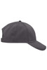 A grey brushed six-panel cap featuring a curved peak and an adjustable strap at the back. It has a logo present.