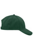 A green brushed 6 panel cap featuring a curved peak and adjustable strap, with a logo on the side.