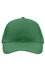 A green brushed 6 panel cap featuring a front panel and a logo.