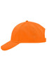 An orange Brushed 6 Panel Cap with a curved brim and a logo on the front.