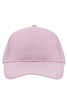A pink brushed 6 panel cap featuring a curved brim and an adjustable strap at the back. It has a logo.