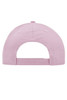 A pink brushed six-panel cap featuring an adjustable strap and a logo on the rear.