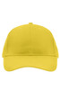 A yellow brushed 6 panel cap featuring a logo on the front. Ideal for casual wear or promotional events.