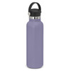 A drink bottle in a soft purple shade with a black carry lid and a metallic finish at the top.