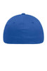 A blue Original Flexfit® Cap featuring a smooth, curved design and a logo on the side.