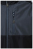 A padded hardshell workwear jacket in dark grey and black, featuring a zip pocket and a logo.