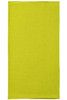 A bright yellow polyester bandanna with a plain design, featuring a logo at one corner.