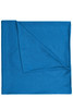 A blue bandanna made of Economic X-Tube Polyester, featuring a simple, solid design and a folded corner.