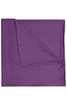 A purple polyester bandanna, featuring a folded design and soft texture, suitable for headwear.
