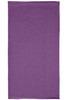 A purple polyester bandanna featuring a logo, designed for headwear use.