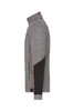 A grey and black men's fleece jacket with a high collar and contrasting stitching, featuring a logo.