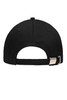 A black 5 panel sandwich cap featuring a rear adjustable strap and a small logo on the back.