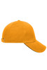 An orange 5 Panel Sandwich Cap featuring a curved brim and an adjustable strap at the back.