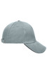 A grey 5 Panel Sandwich Cap with a curved peak and an adjustable strap at the back, featuring a logo.