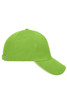A bright green 5 Panel Sandwich Cap featuring a curved peak and an adjustable strap at the back, with a branding logo.