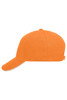 An orange 5 Panel Sandwich Cap with a smooth finish and an adjustable strap at the back. It features a logo.