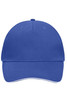 A blue 5-panel sandwich cap with a front peak and an internal logo.