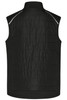 A black hybrid vest designed with a textured pattern, featuring a high collar and reflective detailing.