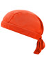 An orange bandana hat with a tied back, designed for headwear. The material appears lightweight and breathable.