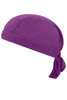 A purple Functional Bandana Hat with a tied back design, made from lightweight material. Features a logo.
