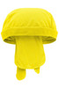 A yellow Functional Bandana Hat featuring a breathable design and ties at the back, with a logo present.