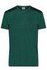 A green men's workwear T-shirt featuring black accents and a logo on the upper part.