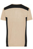 A men's workwear t-shirt in beige with black side panels and a logo on the back.