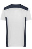 Men's workwear T-shirt in white with navy shoulder and side panels, featuring a logo.