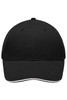 A black cap with a curved brim and a logo on the front, featuring brushed fabric.