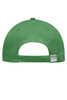 A green cap with an adjustable strap at the back and a logo on the side.