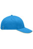 A light blue cap with a curved brim and an adjustable strap, featuring a logo on the front.
