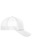 A white 5 Panel Retro Mesh Trucker cap featuring a mesh back and a solid front panel, complete with a logo.