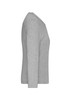 A grey long-sleeve t-shirt for ladies, featuring a simple design and a logo on the side.